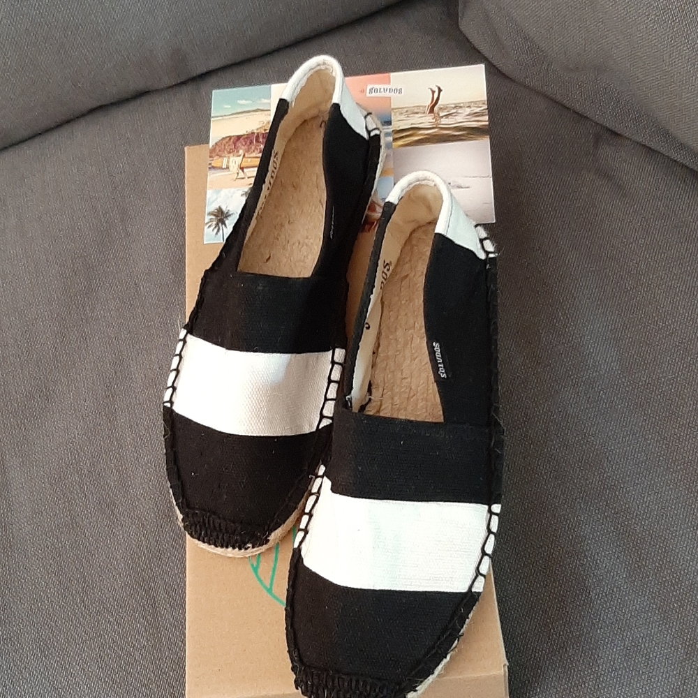 Soludos Espadrille flat black and white canvas